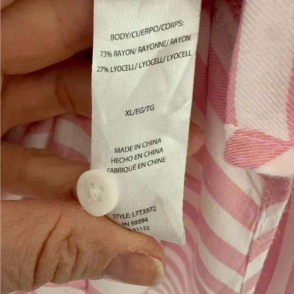 Beach Lunch Lounge Pink Stripe Popover Blouse Size Xl - Picture 5 of 5